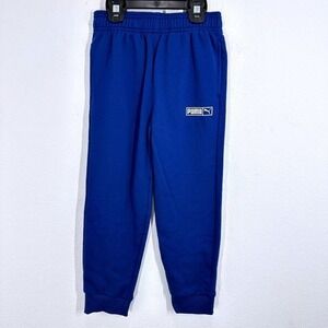 Puma Kids Sweatpants Blue Logo Casual Activewear‎ Joggers Size 6 School Soccer